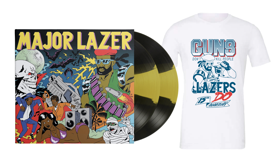 Major Lazer 'Guns Don't Kill People...Lazers Do' 2xLP (Bumblebee Vinyl) + Free Shirt w/ Purchase