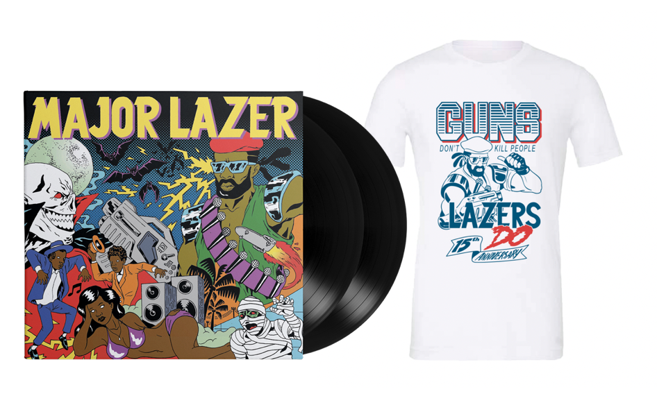 Major Lazer 'Guns Don't Kill People...Lazers Do' 2xLP (Black Vinyl) + Free Shirt w/ Purchase